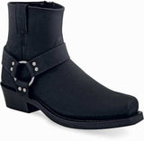 Old West Black Distressed Mens Square Toe Harness Boots Wide - Old West - Flyclothing LLC