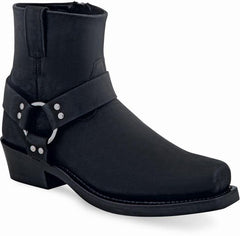 Old West Black Distressed Mens Square Toe Harness Boots - Old West