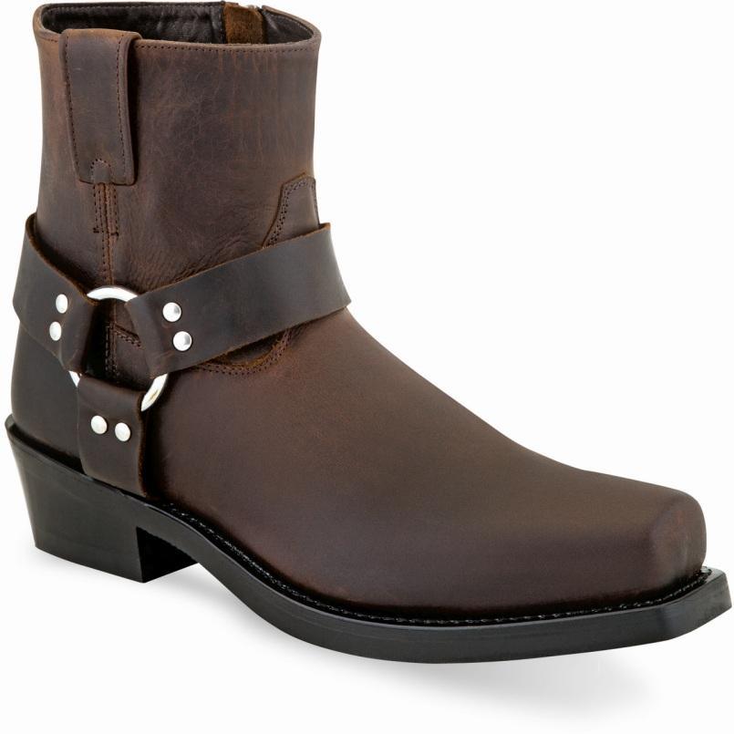 Old West Brown Mens Square Toe Harness Boots - Flyclothing LLC