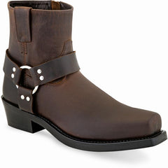 Old West Brown Mens Square Toe Harness Boots - Flyclothing LLC