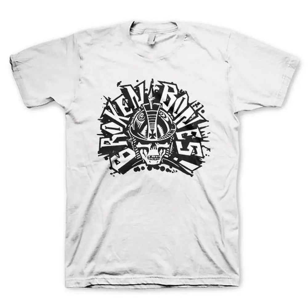 Broken Bones Classic Skull LOGO White Mens T-Shirt - Broken Bones - Flyclothing LLC