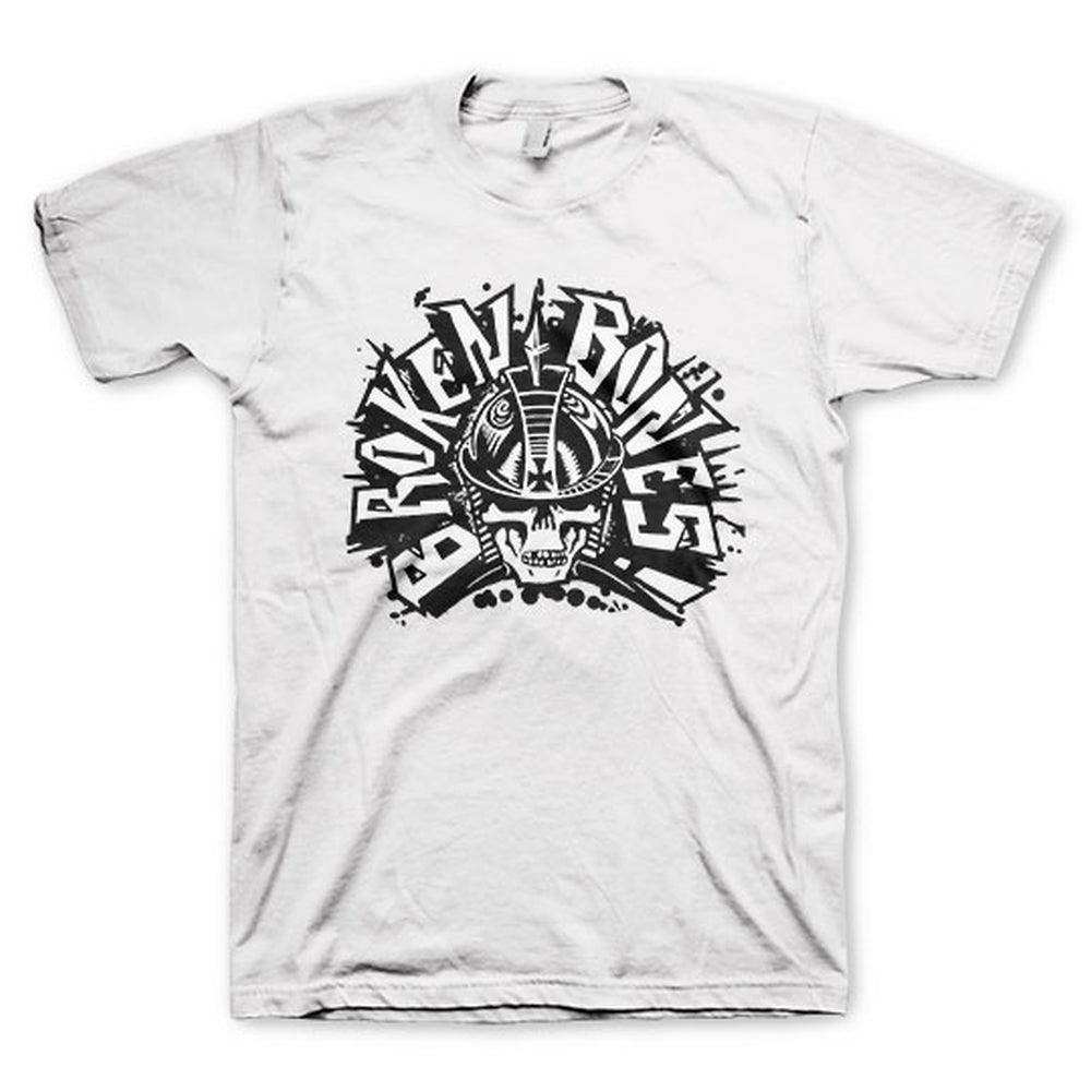 Broken Bones Classic Skull LOGO White Mens T-Shirt - Broken Bones - Flyclothing LLC
