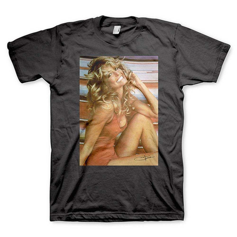 Farrah Fawcett Red Bathing Suit Black T-Shirt - Farrah Fawcett