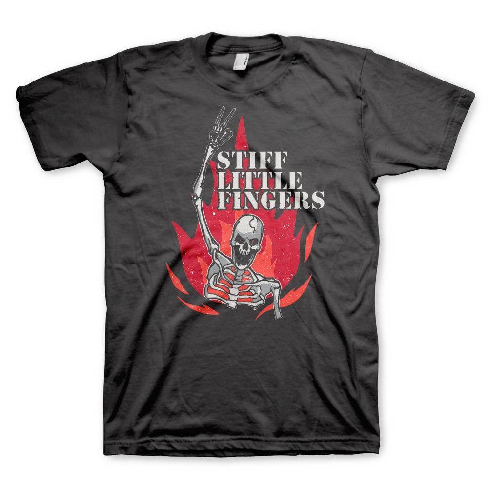 Stiff Little Fingers Skeleton Flame Mens T-Shirt - Stiff Little Fingers