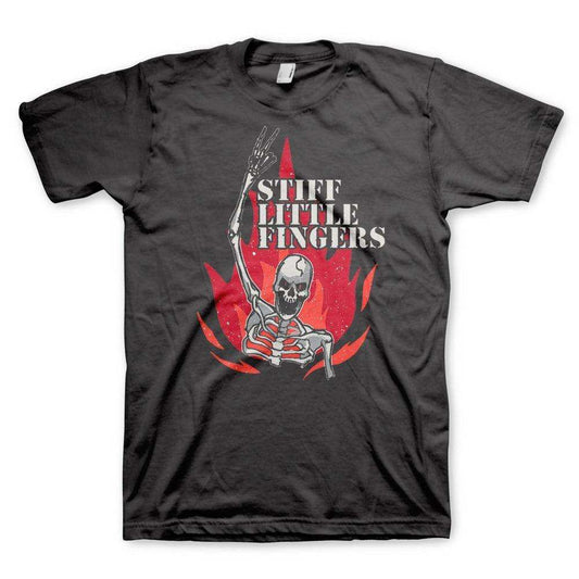 Stiff Little Fingers Skeleton Flame Mens T-Shirt - Stiff Little Fingers - Flyclothing LLC