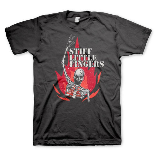 Stiff Little Fingers Skeleton Flame Mens T-Shirt - Flyclothing LLC