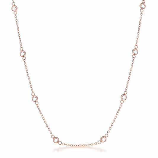 16 Rhodium Plated Clear CZ Round Bezel Saturn Necklace - JGI - Flyclothing LLC