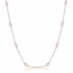 16 Rhodium Plated Clear CZ Round Bezel Saturn Necklace - JGI
