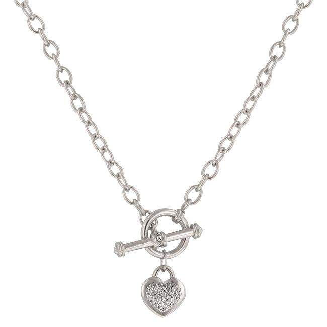 Toggle Pave Heart Necklace - JGI - Flyclothing LLC