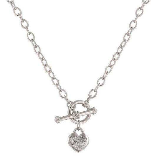Toggle Pave Heart Necklace - JGI - Flyclothing LLC