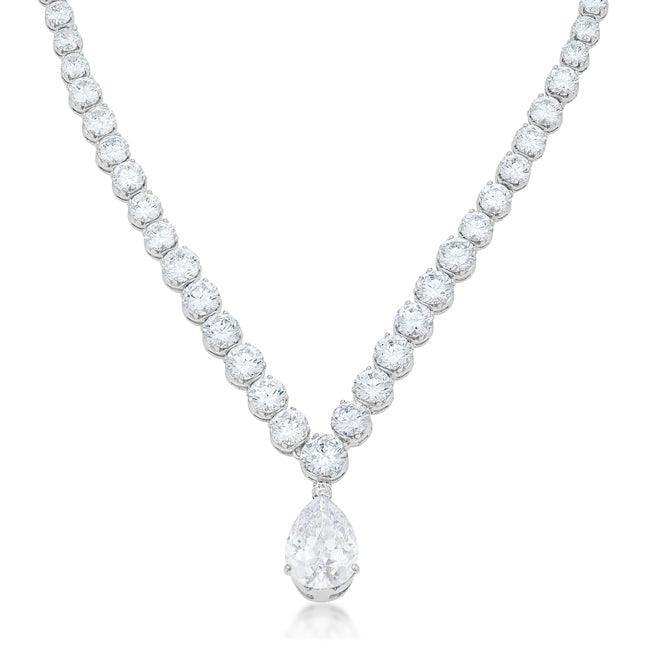 Bejeweled Cubic Zirconia Pear Drop Necklace - JGI - Flyclothing LLC
