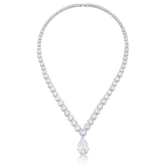 Bejeweled Cubic Zirconia Pear Drop Necklace - JGI - Flyclothing LLC