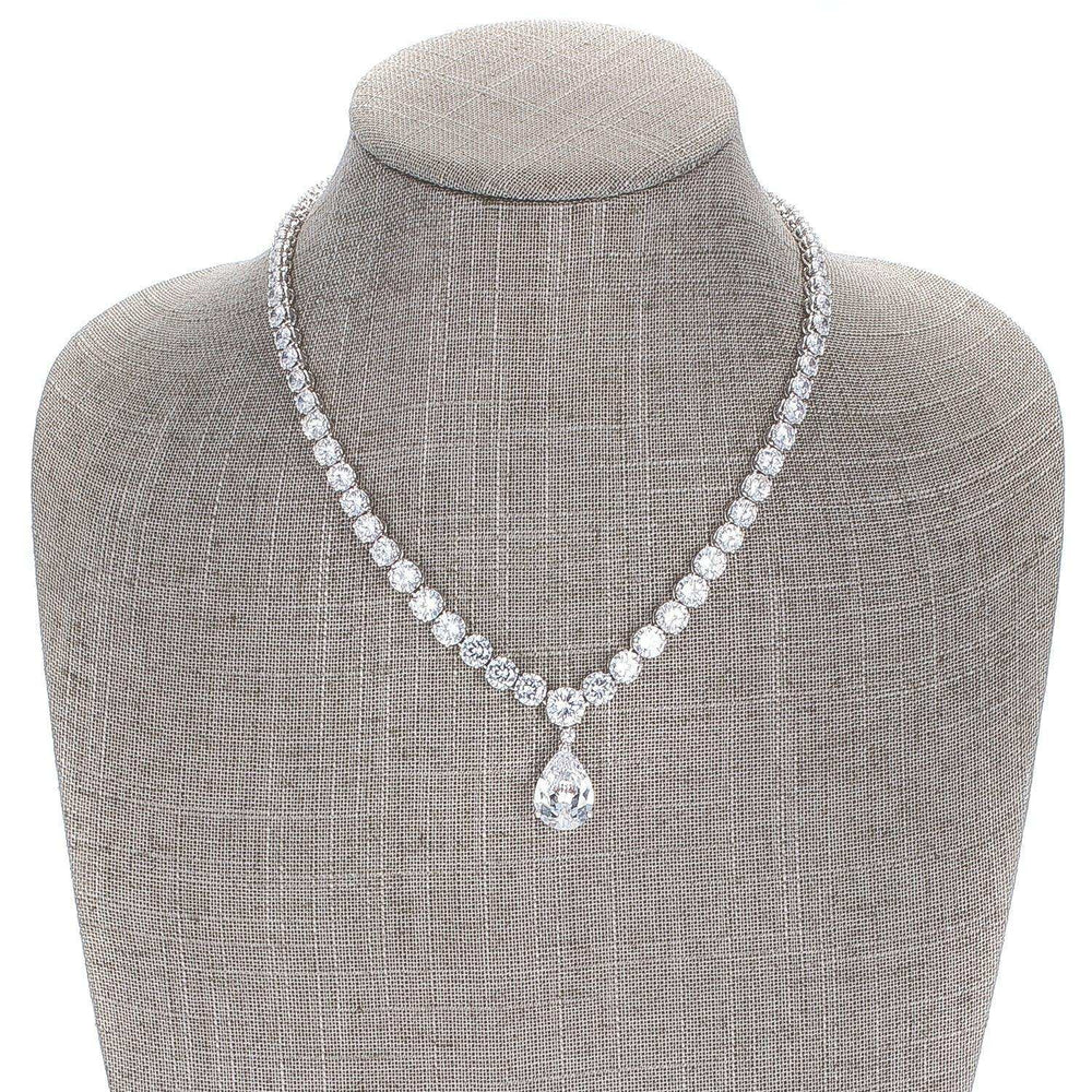 Bejeweled Cubic Zirconia Pear Drop Necklace - JGI - Flyclothing LLC
