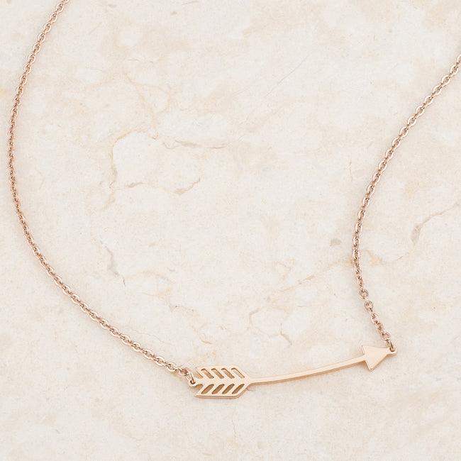 Arianna Rose Gold Stainless Steel Arrow Necklace - JGI - Flyclothing LLC