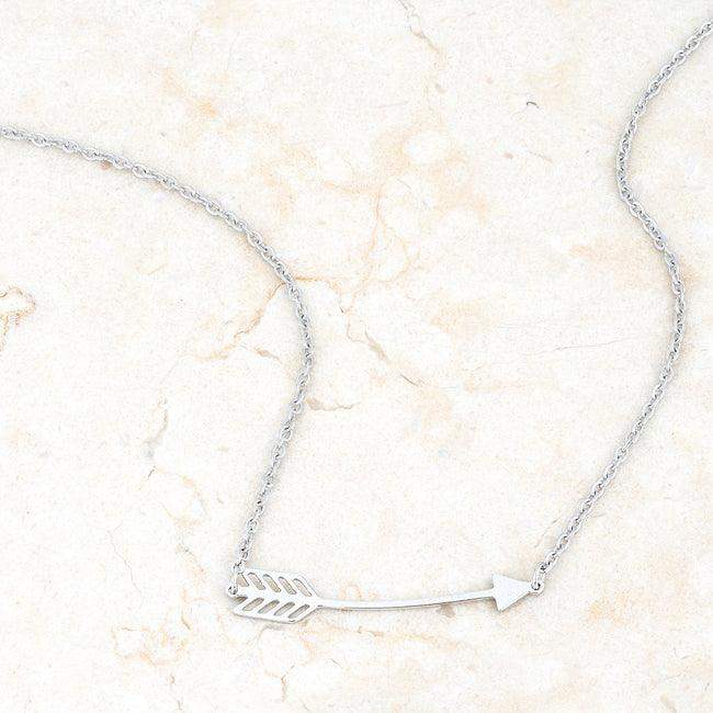 Arianna Rhodium Stainless Steel Arrow Necklace - JGI - Flyclothing LLC