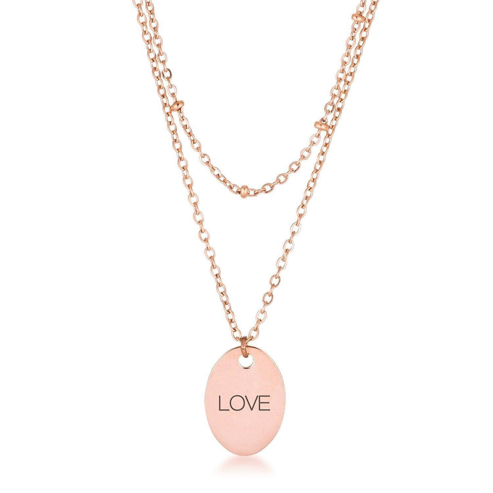 Rose Gold Plated Double Chain LOVE Necklace - JGI