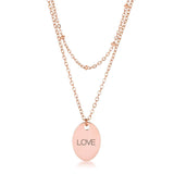 Rose Gold Plated Double Chain LOVE Necklace - JGI