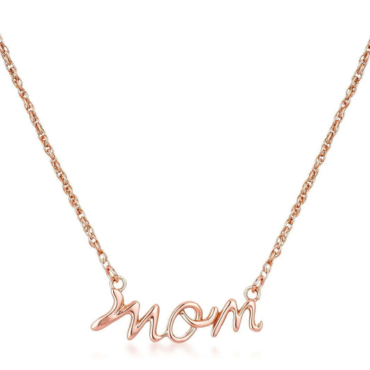18k Rose Gold Plated Mom Script Necklace - JGI - Flyclothing LLC