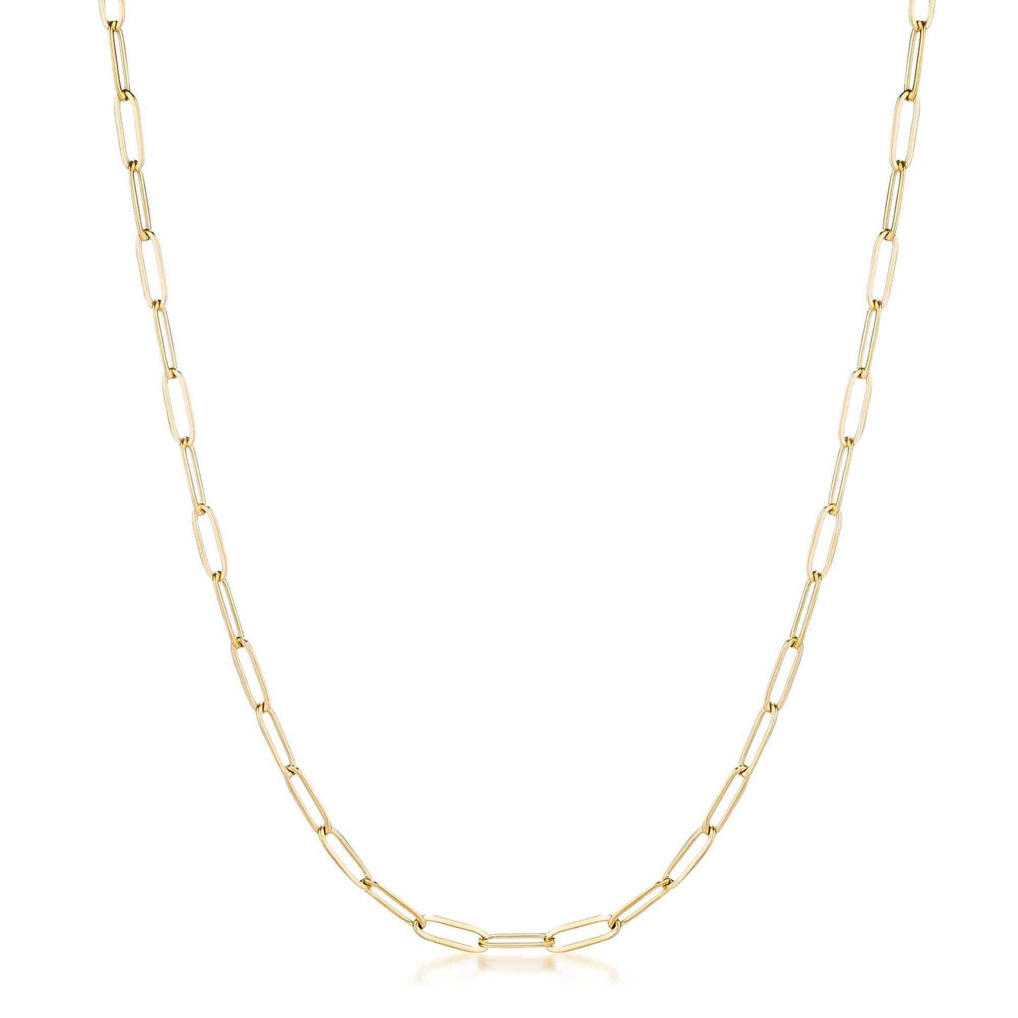 16 Gold Plated Linked Petite Paperclip Chain Necklace - JGI - Flyclothing LLC