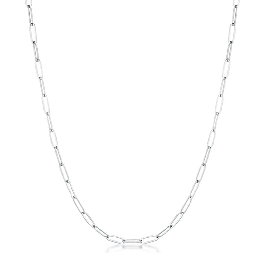 16 Rhodium Plated Linked Petite Paperclip Chain Necklace - JGI - Flyclothing LLC