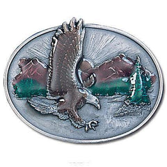 Eagle Over Mountains Enameled Belt Buckle - Siskiyou Buckle