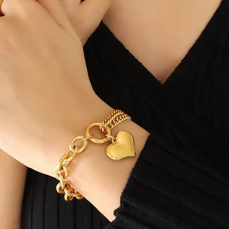 Half Chunky Chain Titanium Steel Bracelet - Trendsi - Flyclothing LLC