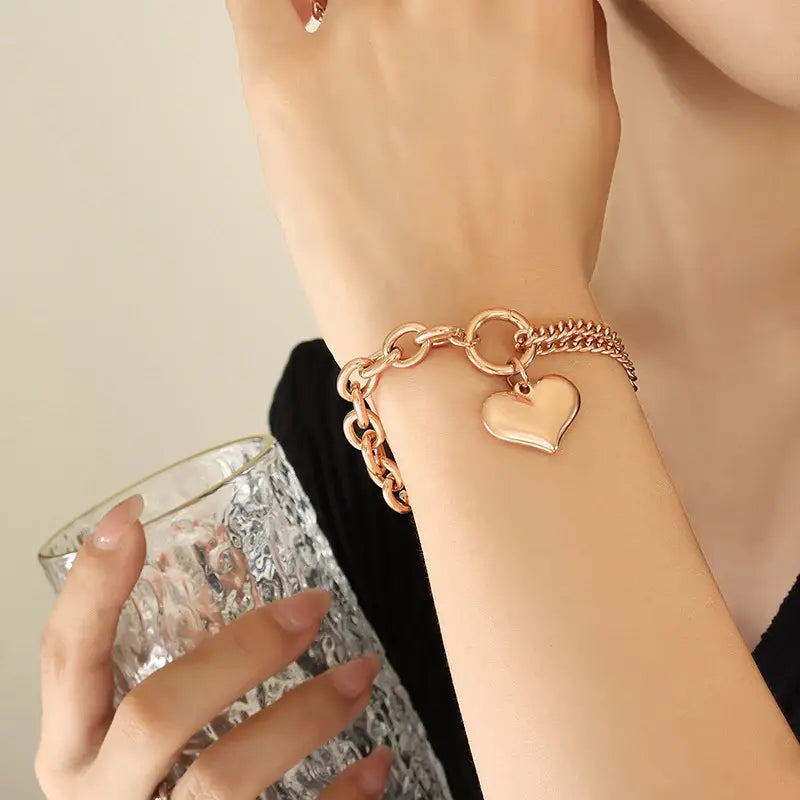 Half Chunky Chain Titanium Steel Bracelet - Trendsi - Flyclothing LLC