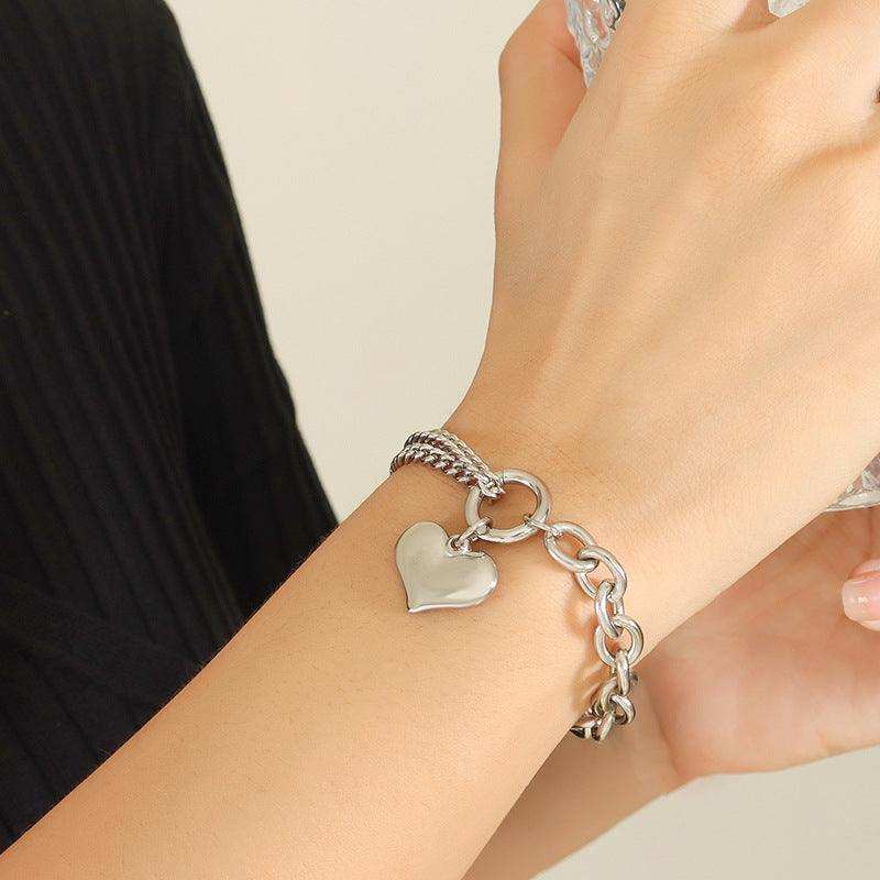 Half Chunky Chain Titanium Steel Bracelet - Trendsi - Flyclothing LLC