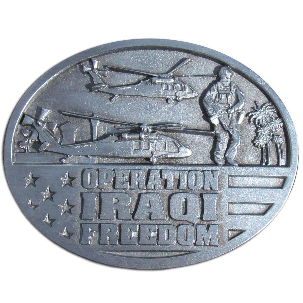 Iraqi Freedom Antiqued Belt Buckle - Siskiyou Buckle