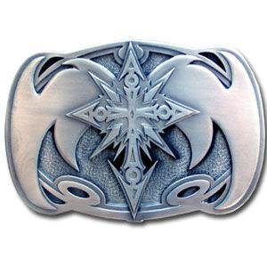 Cross with Wings Oversized Belt Buckle - Siskiyou Buckle