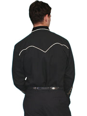 Scully BLACK CREAM SOLID W/CONT. PIPING SHIRT - Flyclothing LLC