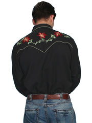 Scully BLACK FLORAL EMBROIDERY SHIRT - Scully Leather