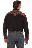 Scully BLACK FLORAL TOOLED EMBROIDERY SHIRT - Scully Leather