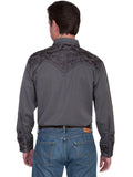Scully CHARCOAL FLORAL TOOLED EMBROIDERY SHIRT - Scully Leather
