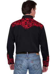 Scully CRIMSON FLORAL TOOLED EMBROIDERY SHIRT - Flyclothing LLC