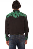 Scully Leather Emerald Floral Tooled Embroidery Mens Shirt - Scully Leather