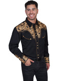 Scully GOLD FLORAL TOOLED EMBROIDERY SHIRT - Scully Leather