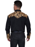 Scully GOLD FLORAL TOOLED EMBROIDERY SHIRT - Scully Leather