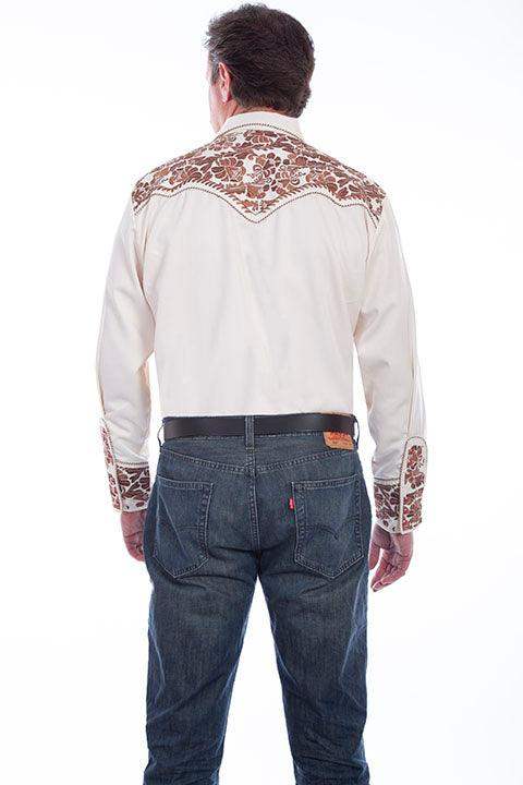 Scully Poly/rayon blend snap front Natural Western shirt - Scully Leather - Flyclothing LLC