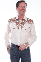 Scully NATURAL FLORAL TOOLED EMBROIDERY SHIRT - Flyclothing LLC