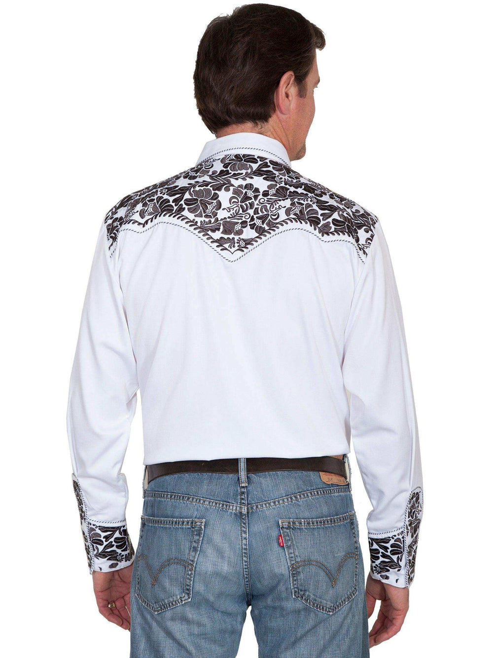 Scully PEWTER FLORAL TOOLED EMBROIDERY SHIRT - Scully Leather - Flyclothing LLC