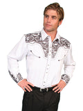 Scully PEWTER FLORAL TOOLED EMBROIDERY SHIRT - Scully Leather