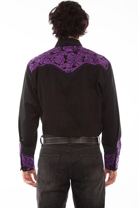 Scully PURPLE FLORAL TOOLED EMBROIDERY SHIRT - Flyclothing LLC