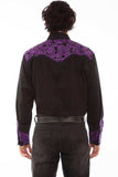 Scully PURPLE FLORAL TOOLED EMBROIDERY SHIRT - Scully Leather - Flyclothing LLC