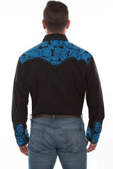 Scully Leather Royal Floral Tooled Embroidery Mens Shirt - Scully Leather - Flyclothing LLC