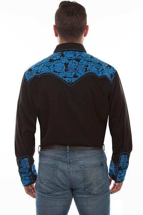 Scully Leather Royal Floral Tooled Embroidery Mens Shirt - Scully Leather - Flyclothing LLC