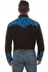 Scully Leather Royal Floral Tooled Embroidery Mens Shirt - Flyclothing LLC