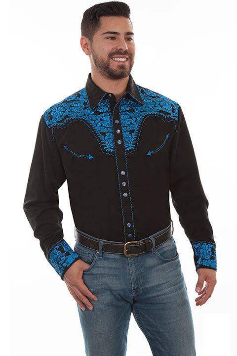 Scully ROYAL FLORAL TOOLED EMBROIDERY SHIRT - Scully Leather - Flyclothing LLC