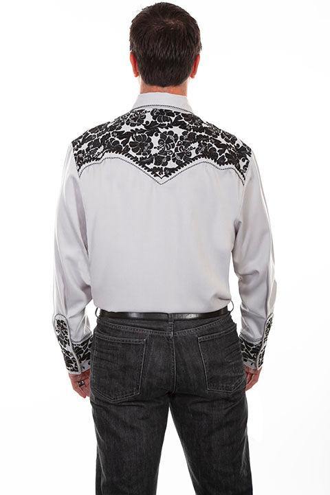 Scully STEEL FLORAL TOOLED EMBROIDERY SHIRT - Scully Leather