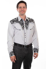 Scully STEEL FLORAL TOOLED EMBROIDERY SHIRT - Flyclothing LLC